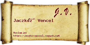 Jaczkó Vencel névjegykártya